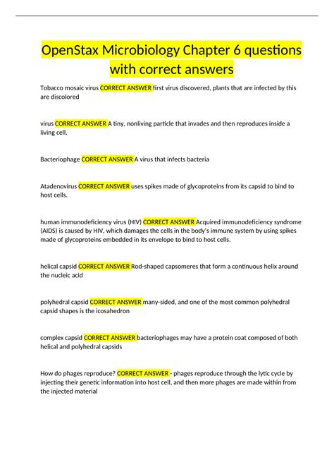 Openstax Microbiology Chapter 6 Questions With Correct Answers