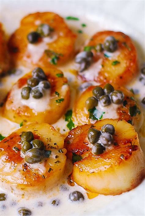 Seared Scallops With Creamy Lemon Caper Sauce How To Cook Pork How