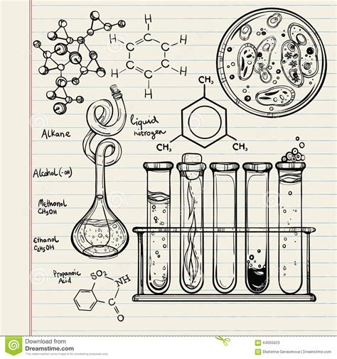 Hand Drawn Science Lab Icons Sketch Set Stock Vector Image 64055623