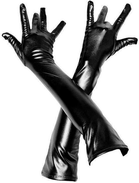 adesugata women s sexy gloves faux leather long gloves sexy wet look