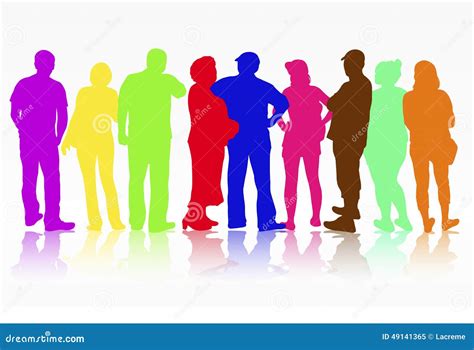 People Silhouettes Group Women And Men Stock Vector Illustration Of