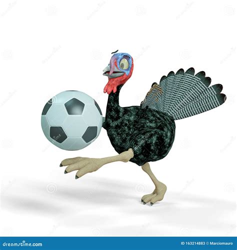 Turkey Cartoon Is Playing Football Stock Illustration Illustration Of