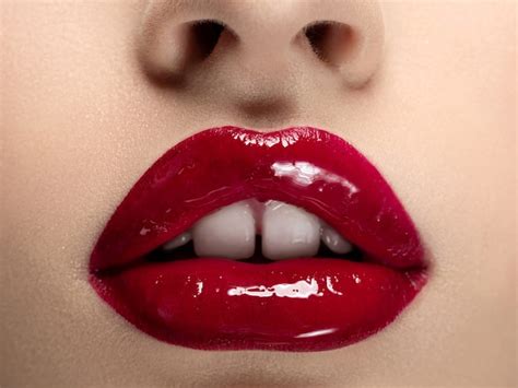 Premium Photo Close Up View Of Beautiful Woman Lips With Red Lipstick Open Mouth With White