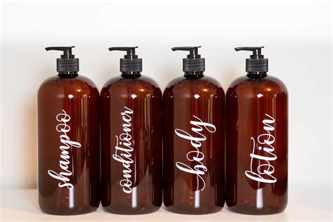 Shampoo Bottles 32 Oz Amber Plastic Bottles With Labels For Etsy