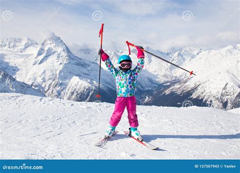 Little Girl In Ski Resort Stock Image Image Of Action 137507943