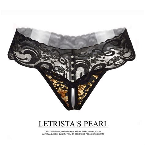 Sexy Lingeries Print Crotchless Faux Pearl G String Sexy Femme Erotique