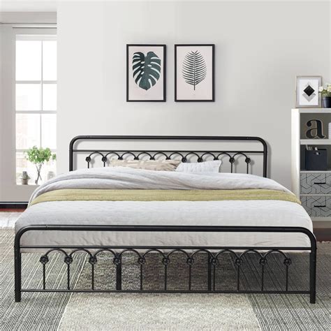 Vecelo 122 Metal Platform Bed Frame With Headboard And Footboard