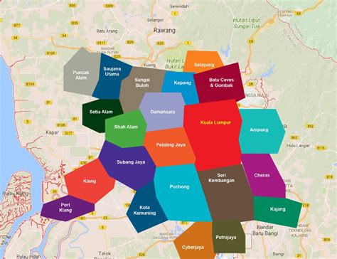 Lembah klang ) est un conglomérat urbain en malaisie qui est centré à kuala lumpur la vallée de klang est géographiquement délimitée par les montagnes titiwangsa au nord et à l'est et le détroit de malacca à l'ouest. Map Of Klang Valley Malaysia - Maps of the World