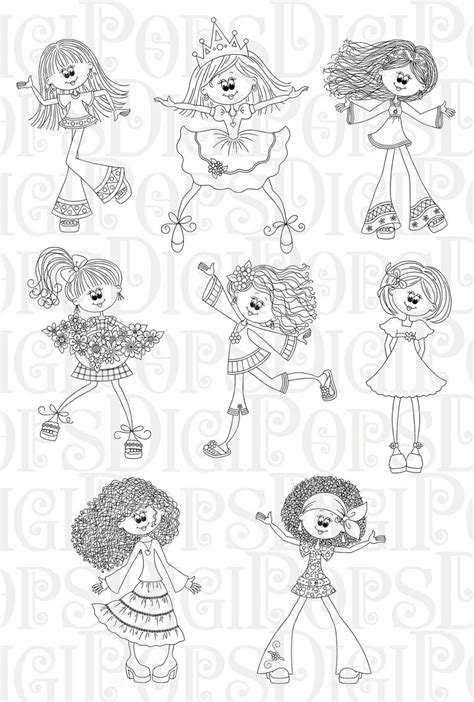 Funky Girls Digital Clip Art Set Personal And Commercial 70s Etsy