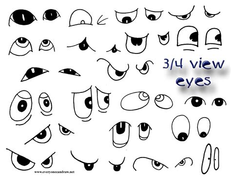 Three Quarter View Cartoon Eyes Cartoon Eyes Cartoon Drawings Eye
