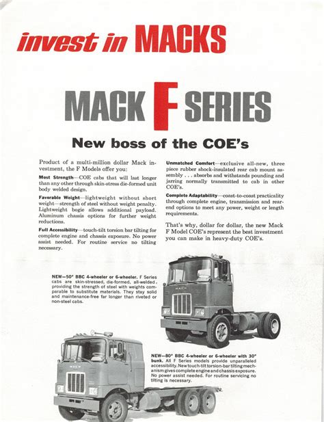 Mack Sales Brochure Early 60s F B Models And New 711 Thermodyne