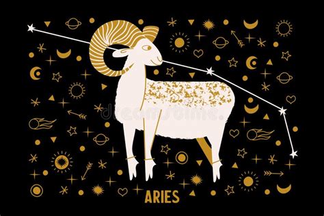 Aries Zodiac Sign Horoscope And Astrology Vector Illustration In A