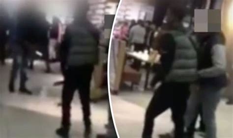 footage emerges of thug in mcdonalds wielding huge knife in gang fight uk news uk
