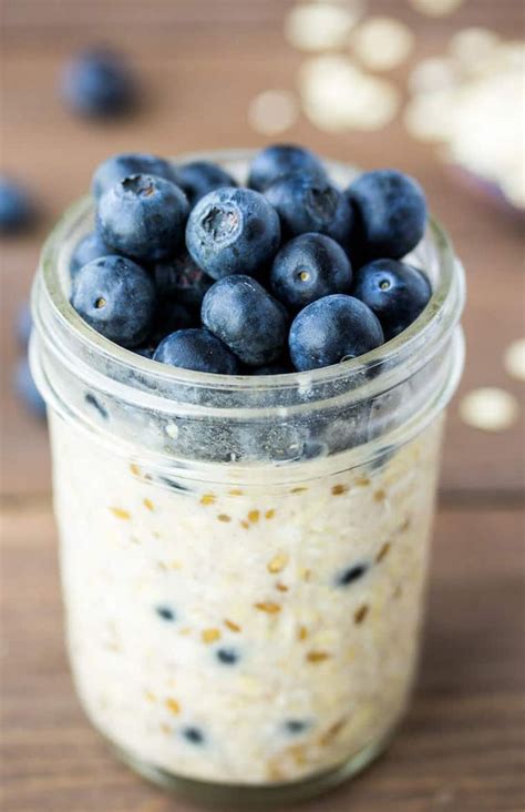 For nutritional information, find the calories in overnight oats here. Blueberry Overnight Oats in a Mason Jar on a Wood Backdrop ...