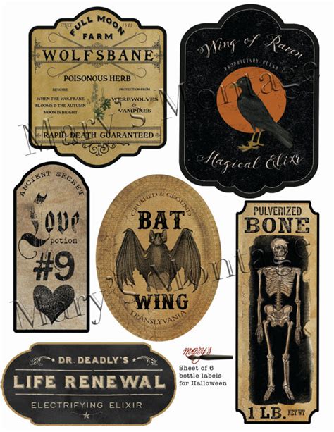 Halloween Labels 2nd Edition Etsy Halloween Bottles