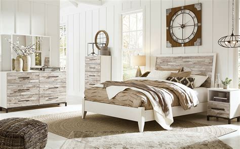 Dante 5 Pieces Modern Cottage Rustic White Wood Queen King Bedroom