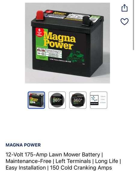 3 Magna Power 12 Volt 175 Amp Lawn Mower Battery Maintenance Free