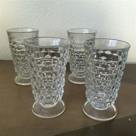 Whitehall Drinking Glasses Indiana Glass Vintage Clear Faceted Etsy