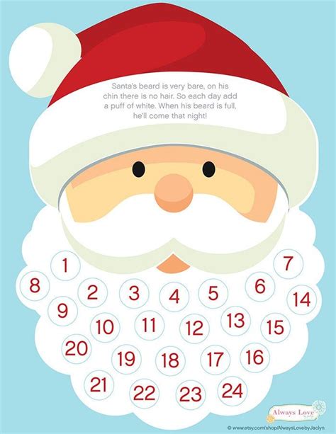 Instant Download Santa Beard Advent Calendar Digital File Etsy