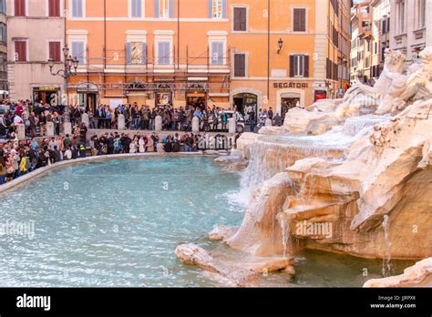 Many Tourists At Romes Trevi Fountain Make Sure You Toss A Coin Into