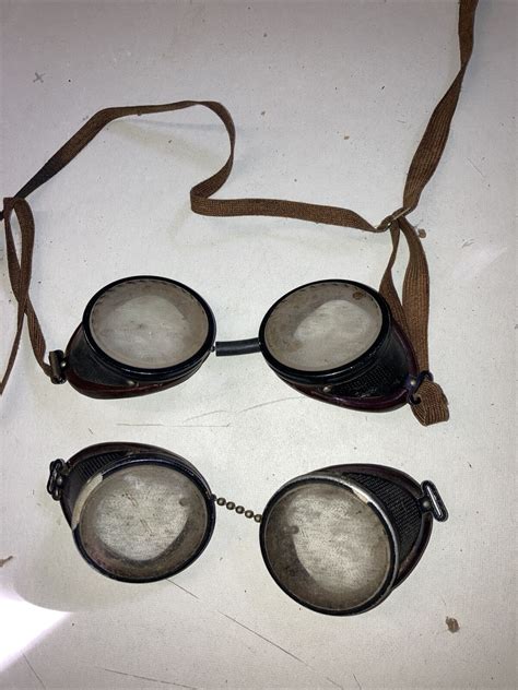 vintage american optical safety goggles clear lens mo… gem