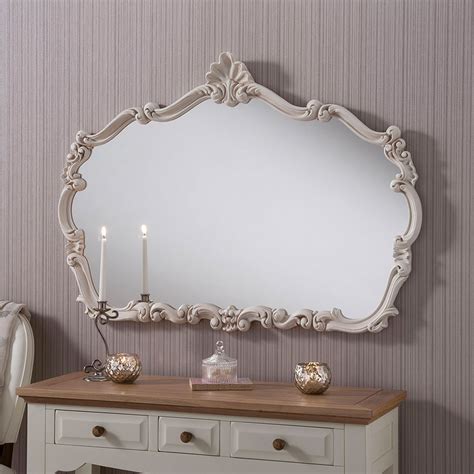 Antique French Style Ivory Ornate Mirror | Ivory Ornate Wall Mirror