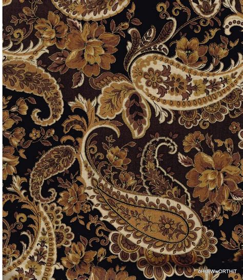 Bthy Nu456 100 Cotton Fabric Brown Black Tan And Beige Paisley