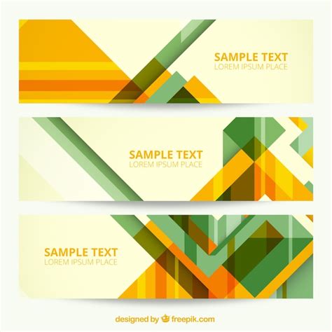 Geometric Banners In Green And Yellow Colors Vector Free Download
