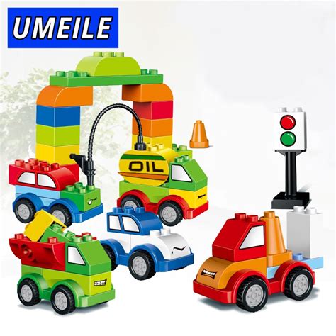 Umeile Brand 52pcs Varied Bricks Set Car Gas Station Truck Crane