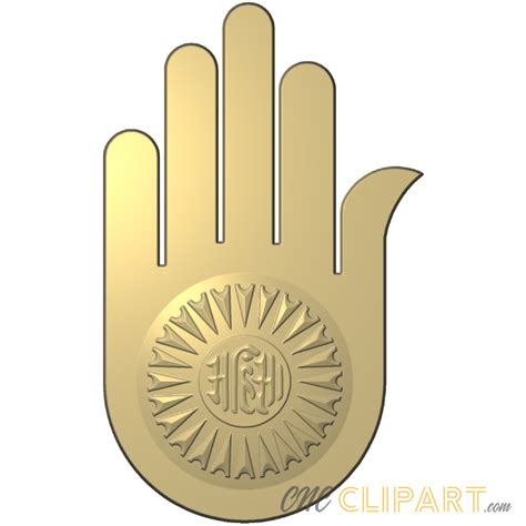 Jainism Hand Of Jain Symbol 3d Relief Model Cnc Clipart