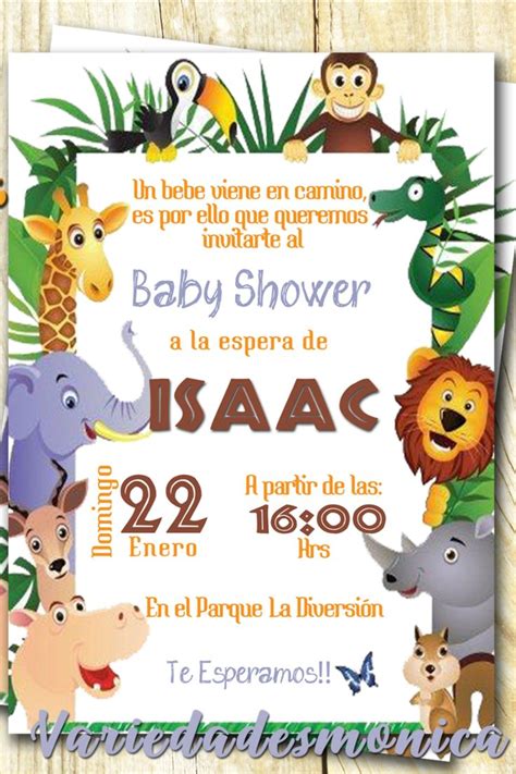 Invitación Baby Shower Safari Animales Tarjeta Digital Personaliz