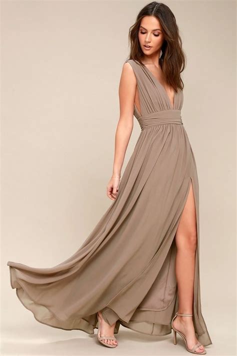 taupe gown taupe maxi dress maxi gown dress maxi skirt beige bridesmaids gorgeous
