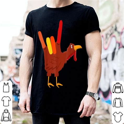Top Turkey Sign Language I Love You T Outfit Thanksgiving Shirt