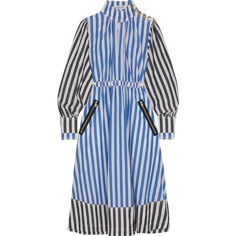 Sonia Rykiel Striped Cotton Poplin Midi Dress £345 Liked On Polyvore Featuring Dresses Blue