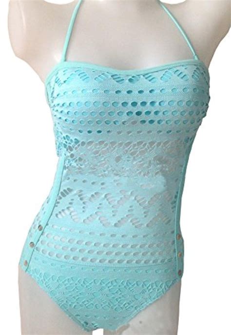 5th avenue comfort and stylish swimwear crochet beach swimsuit one piece knit bikini light blue