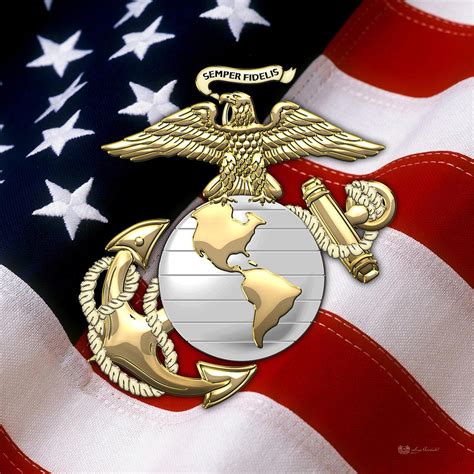 U S Marine Corps U S M C Eagle Globe And Anchor Over American Flag