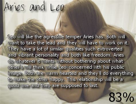 This cardinal fire sign does not hesitate to make the first move, and he's not afraid to take first meetings with aries men. What's up, Zodiac? : Photo | Aries and leo relationship ...
