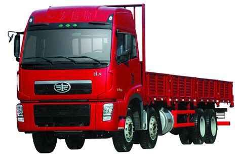 faw jp  heavy cargo truck  industrial transport carriage red color