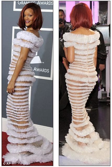 Rheass Racy Rihanna S Risqu Red Carpet Turn In Barely There Dress At