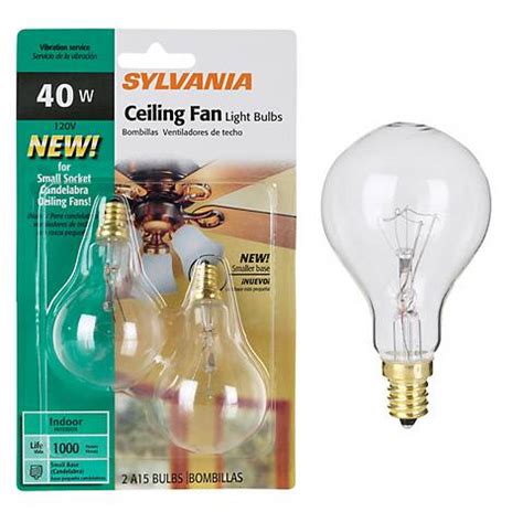 This can cause a bit of confusion when it comes time to replace or upgrade the bulbs. Candelabra Base A15 2-Pack 40 Watt Clear Ceiling Fan Bulbs ...