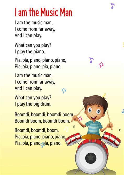 I Am The Music Man Poem For Class 2 With Summary And Pdf