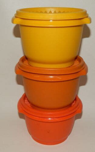 Vintage Tupperware Servalier Bowls W Lids Harvest Colors Set Of