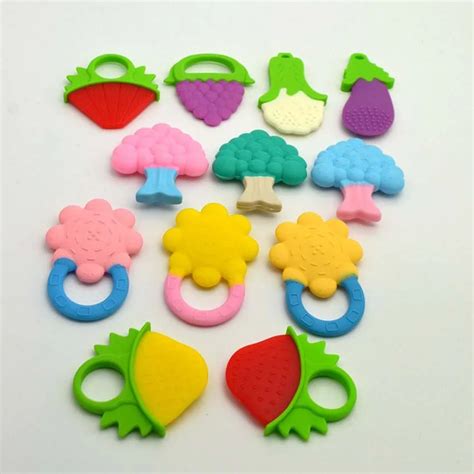 Infant Baby Silicone Teether Raccoon 1pc Bpa Free Colorful Fruits