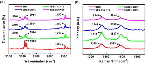 A Ftir Spectra And B Raman Spectra Of Sebs And Sebsxcnts Fibers