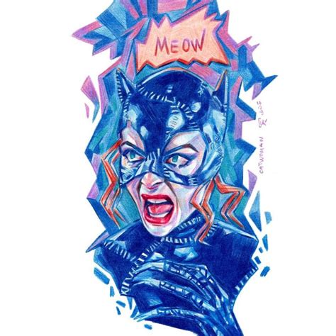 Catwoman By Michelle Pfeiffer Fanart Colored Pencil Portrait Colored