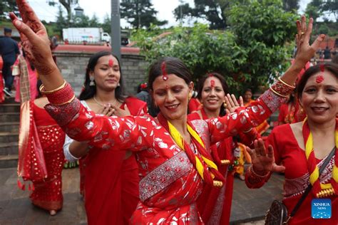 Teej Festival Celebrated In Kathmandu Nepal Xinhua