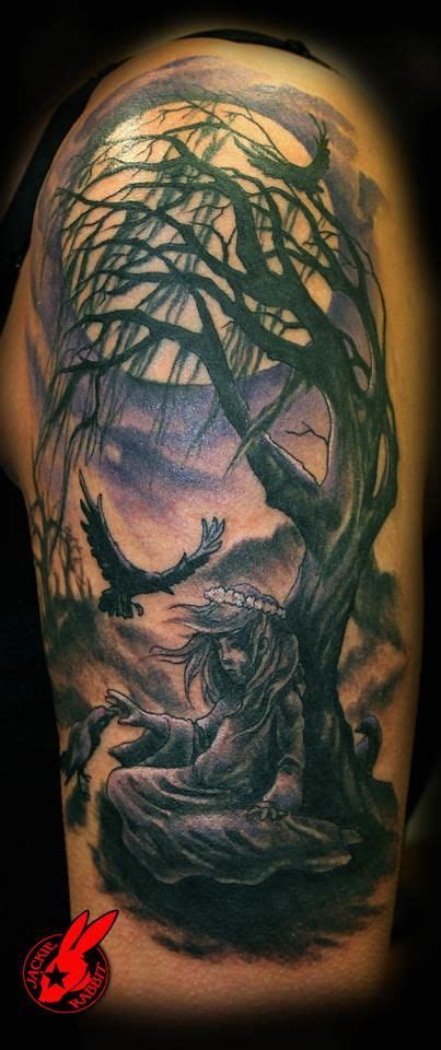 Goth Girl And Spooky Tree Tattoo Tree Tattoo Men Moon Tattoo