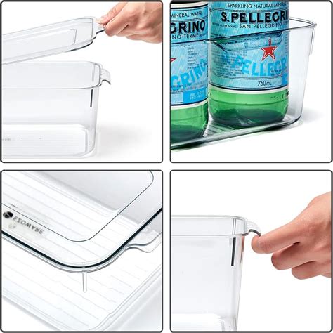 Buy Ezoware 6 Pack Stackable Clear Refrigerator Organizer Bins With Lid