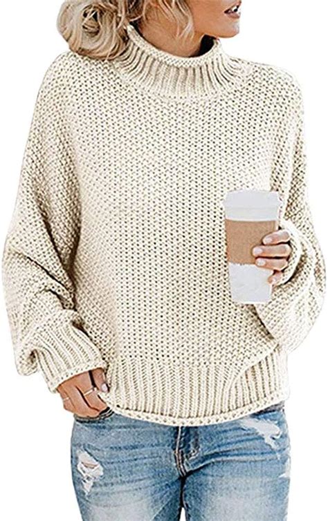 Gtagain Damen Rollkragenpullover Casual Frauen Pullover Strickpullover