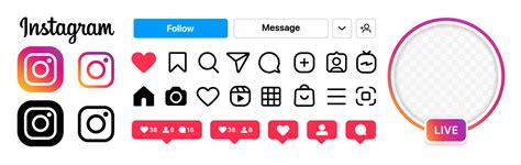Instagram Icons Set Ui On Apple Iphone Vector Set Isolated Buttons